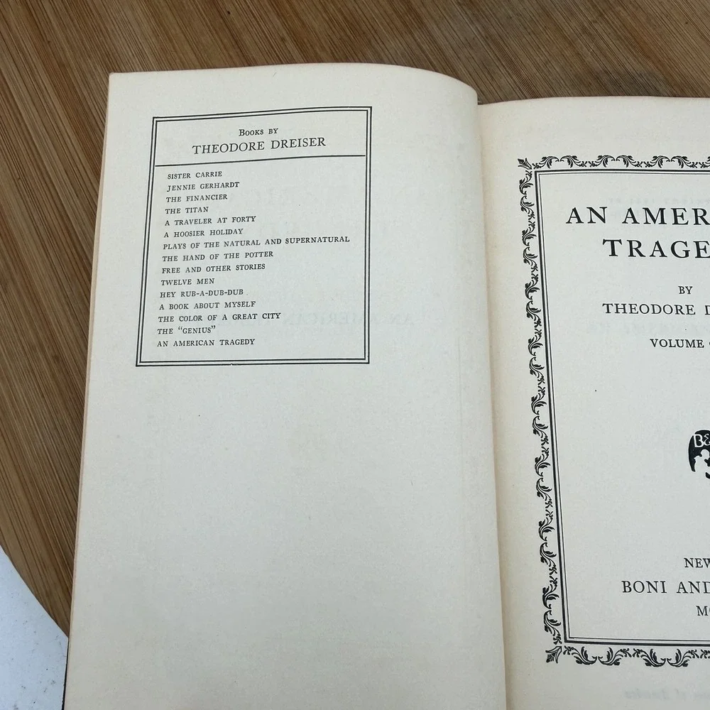 1925 An American Tragedy Theodore Dreiser 1st Edition 1st Printing 2 Vol Set